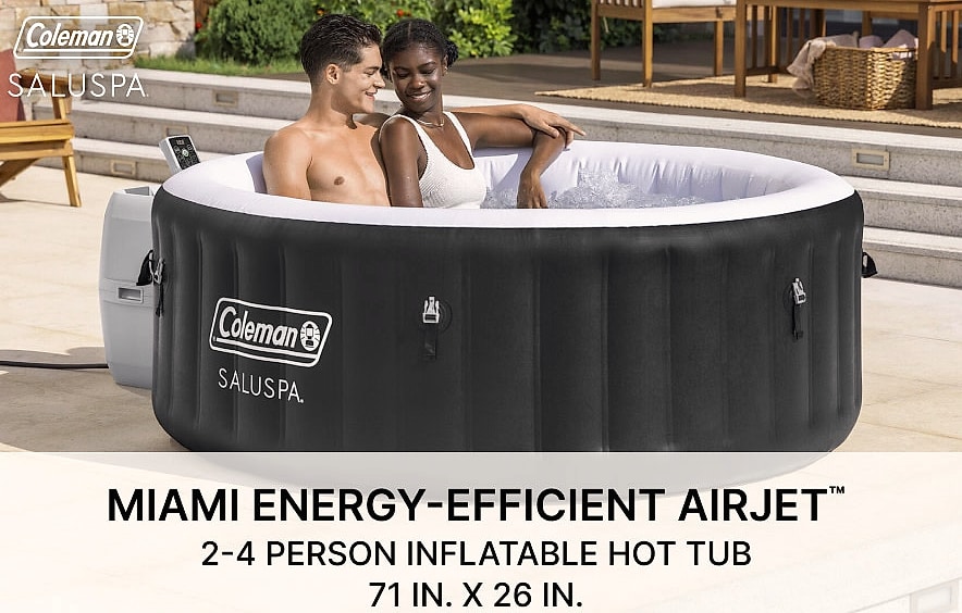 Coleman Miami 2-4 Person Inflatable Hot Tub with 120 AirJets — package contents