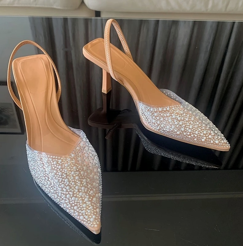 Nuolaian Pearl Slingback Pumps Women's Pointed Toe Heels — assembled view