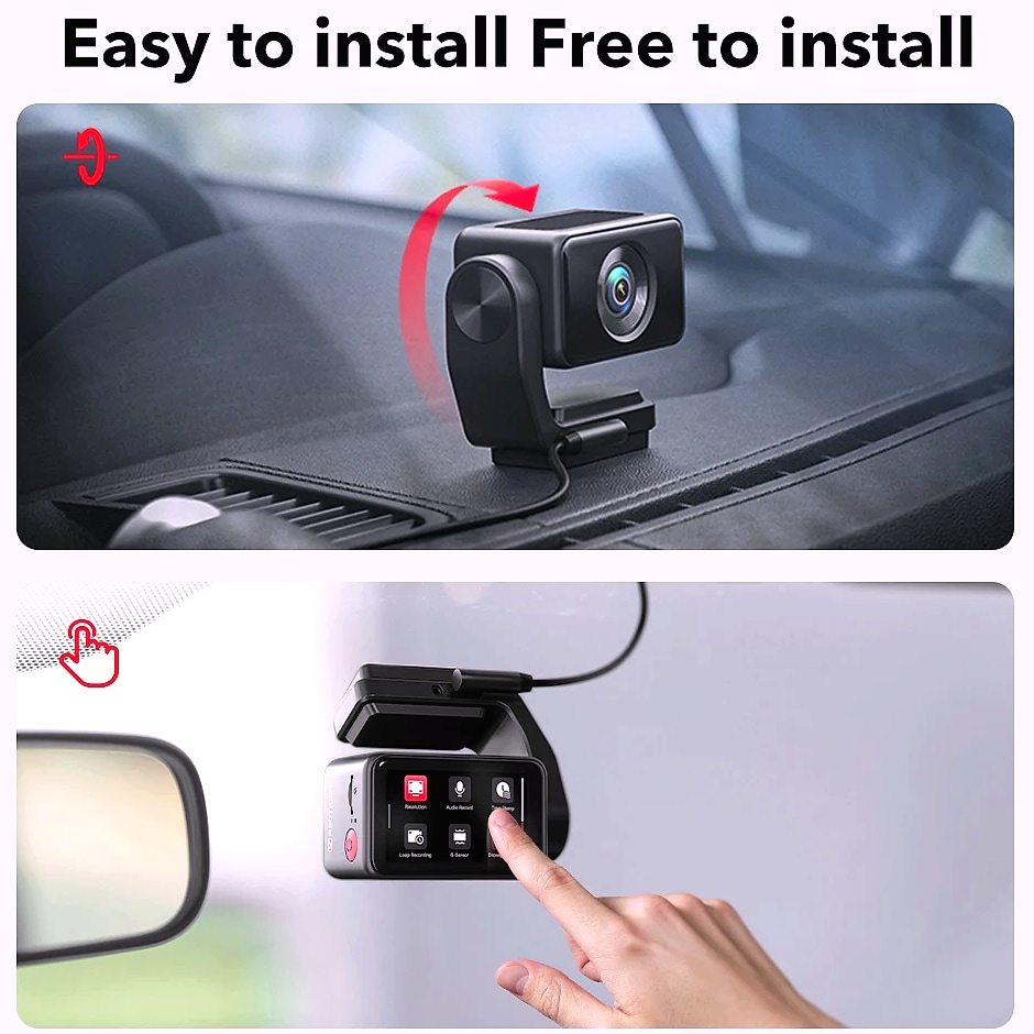 Redtiger A4 4K Dash Cam with GPS, WiFi, and Rear Camera — size comparison