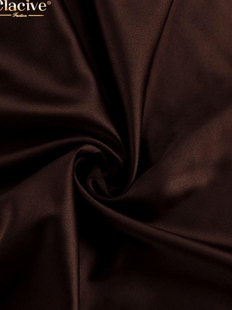 Clacive Brown Satin Floor Length Backless Dress — size comparison