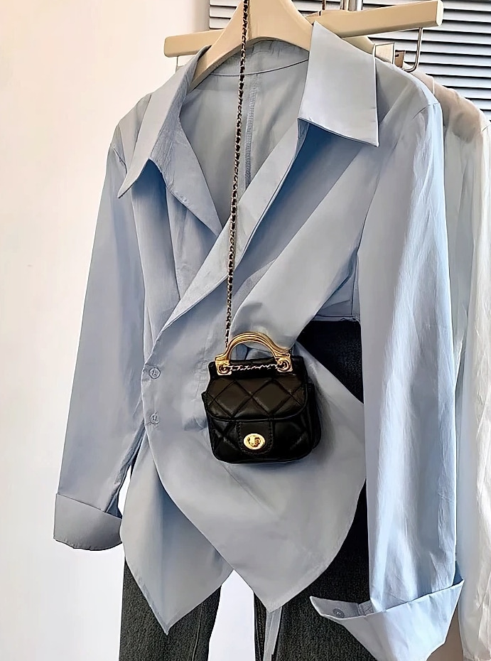 Nevettle Irregular Long Sleeve Polo Shirt Women Tunic — close-up details