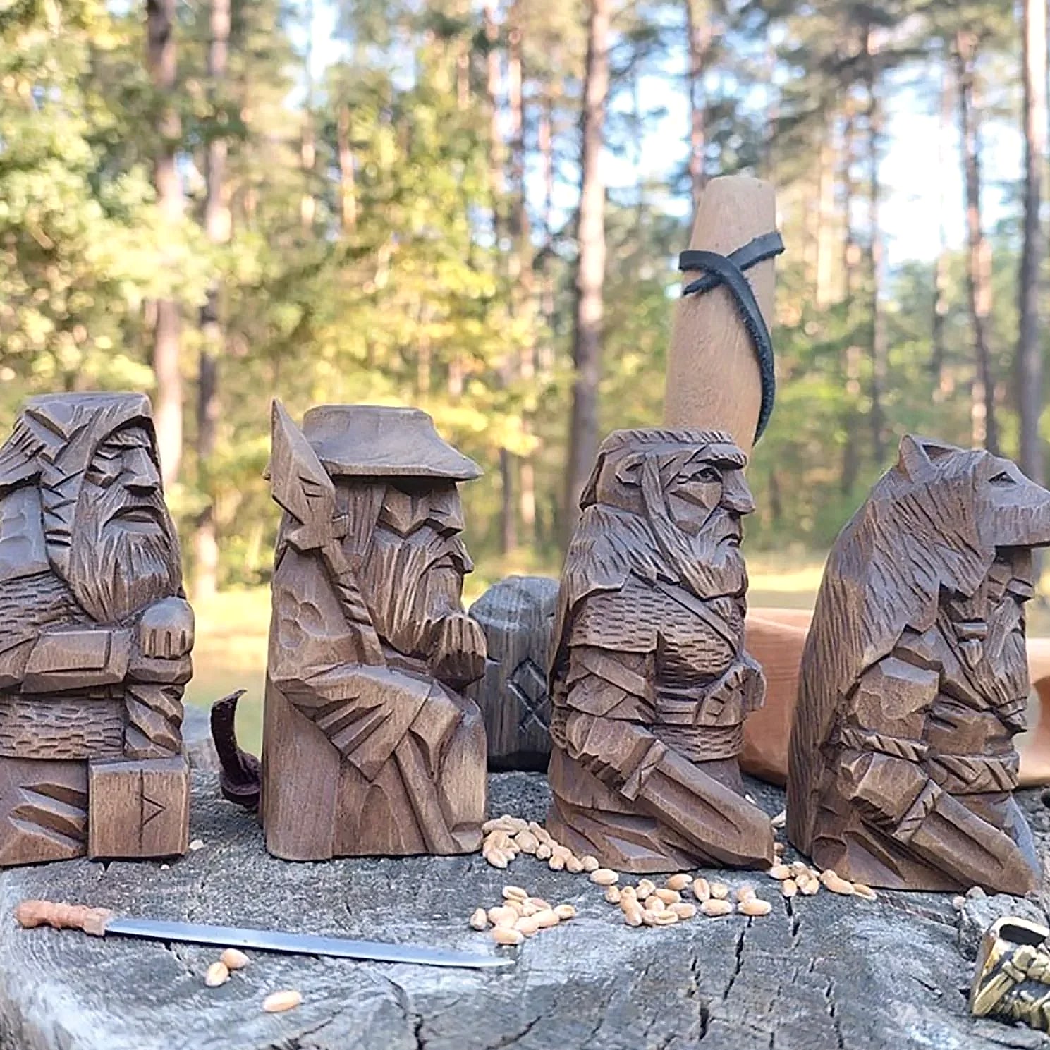 Norse Odin Viking Resin Statue with Spear Garden Ornament — close-up details