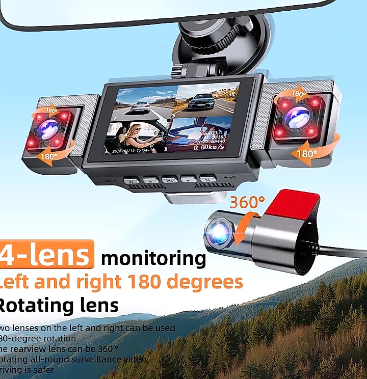 MUÜBAER G58-1 4K Dash Cam 4-Channel with GPS — side view