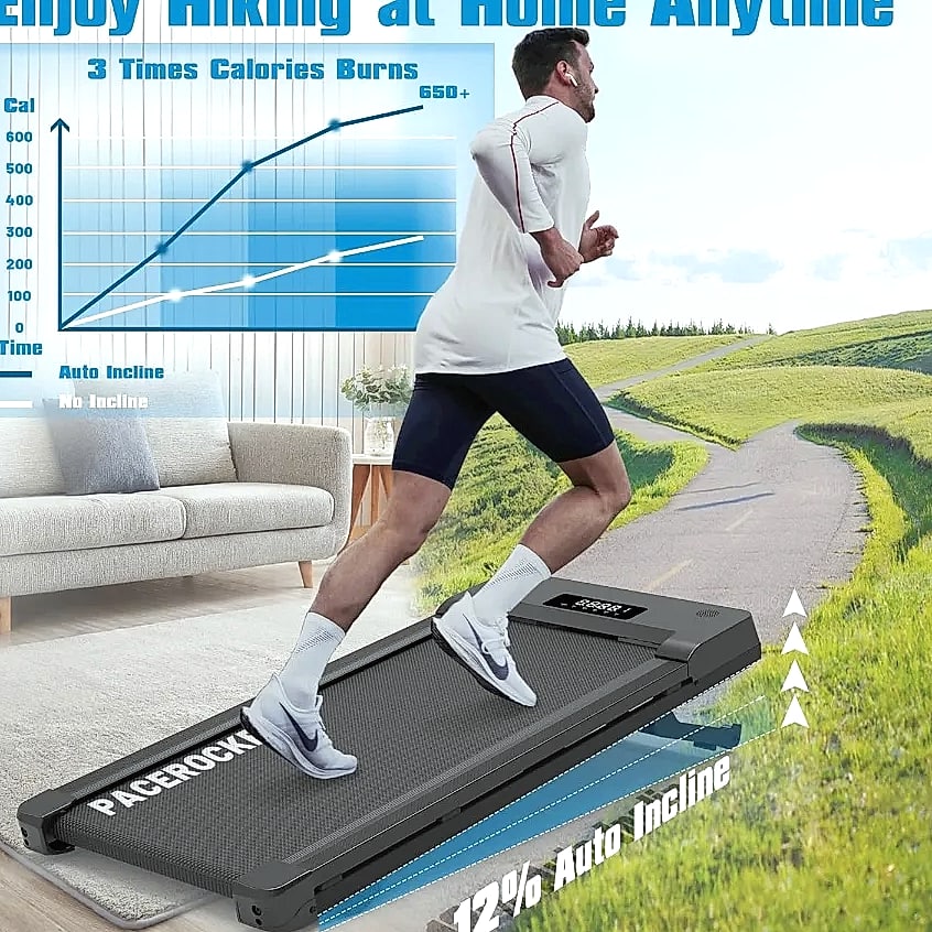 WalkingPad 9-Level Auto Incline Treadmill, 450 lbs Capacity — assembled view