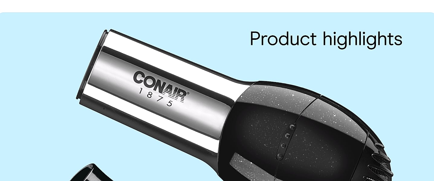 Conair 1875W Ionic Hair Dryer with Tourmaline Ceramic — feature highlights
