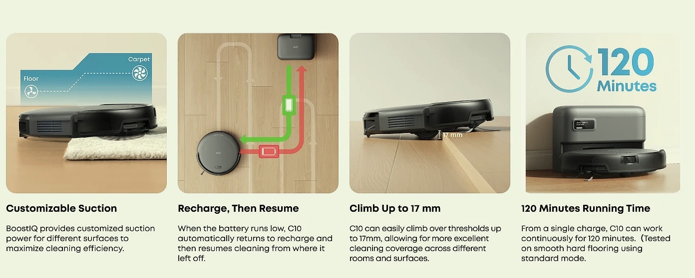 eufy C10 Robot Vacuum with Self-Emptying Station — feature highlights