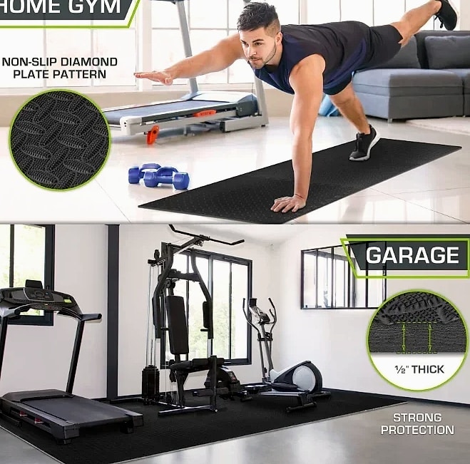 Foam Fitness Mat Tiles 8/16 Piece Non-Slip Floor Protection — scale reference
