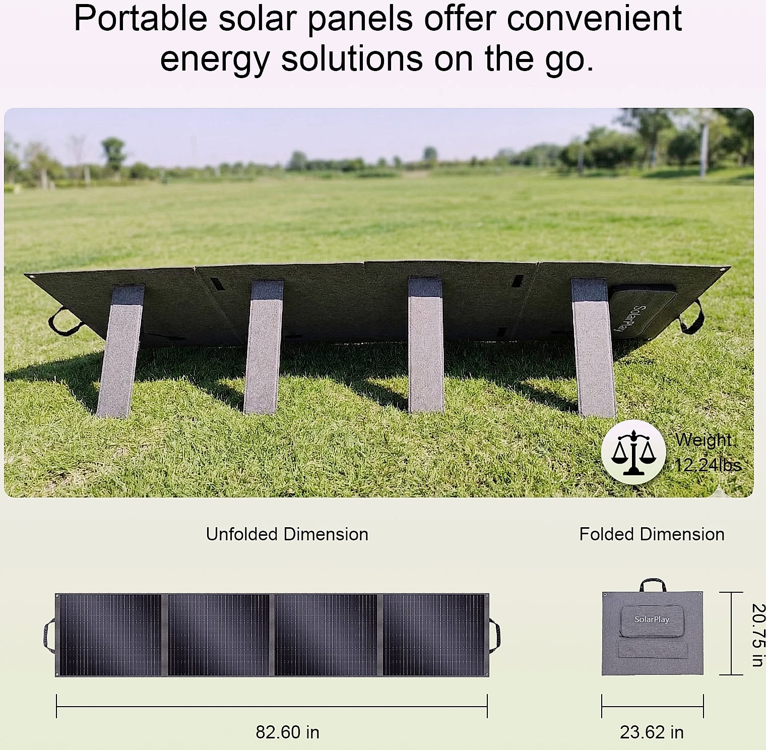 SOLARPLAY 400W Foldable Solar Panel, 23.4% Efficiency — parts overview