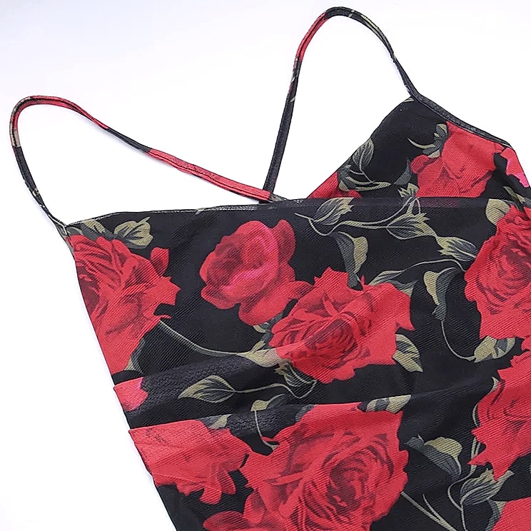 MsChuh Floral Spaghetti Strap Bodycon Maxi Dress — side view