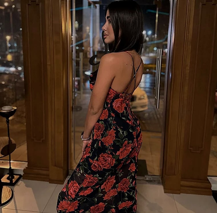MsChuh Floral Spaghetti Strap Bodycon Maxi Dress — interior detail