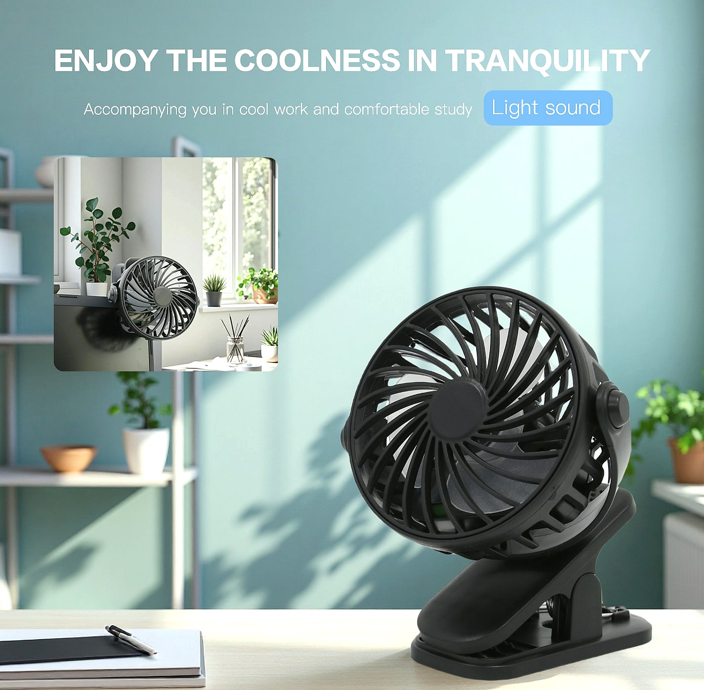 Oeny Mini Clip Fan USB Rechargeable Portable Cooling — feature highlights
