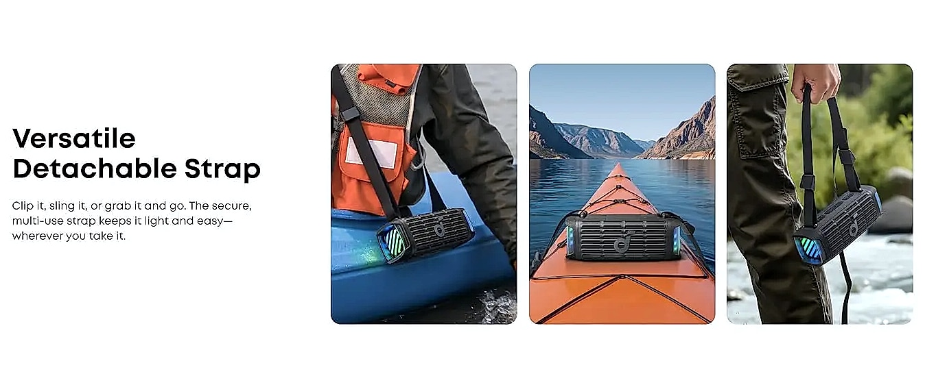 Soundcore Boom 3i Waterproof Bluetooth Speaker, IP68 — close-up details