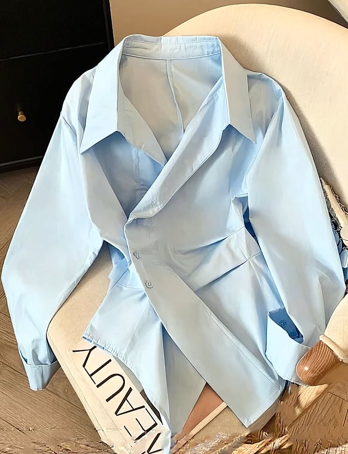 Nevettle Irregular Long Sleeve Polo Shirt Women Tunic — package contents