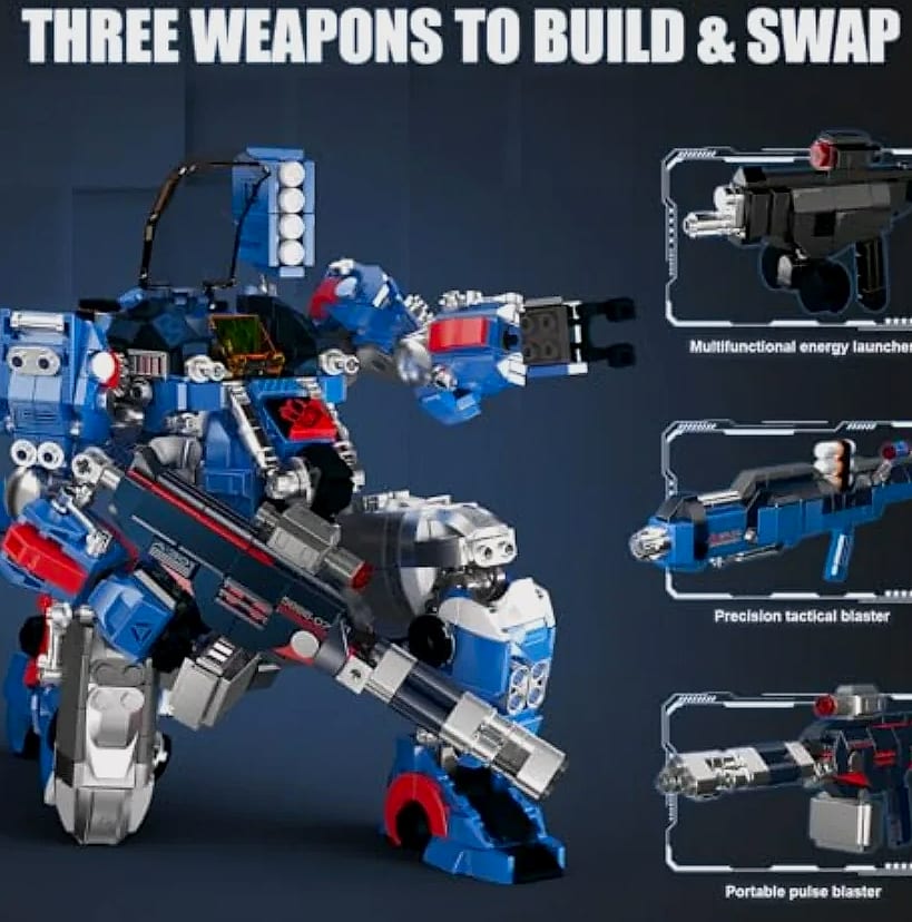 Mould King Mech Building Blocks Robot Model with Weapons — close-up details