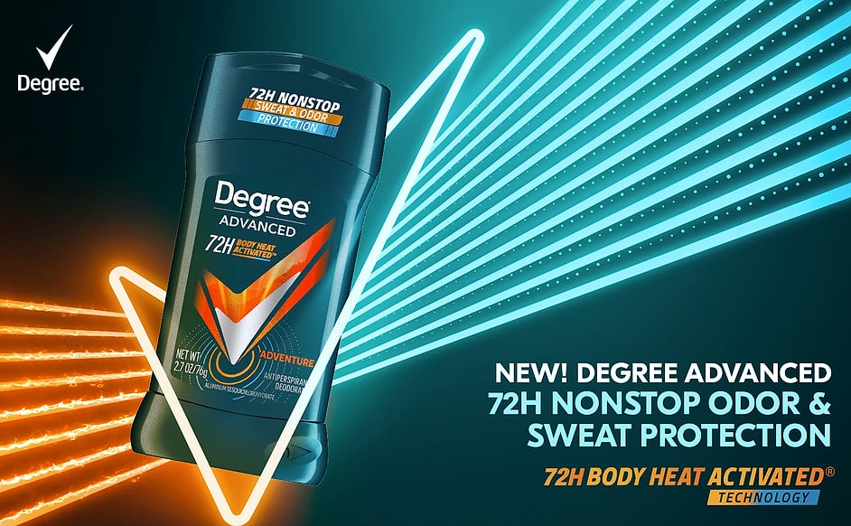 Degree Men Adventure Antiperspirant Deodorant, 2.7 oz, 4 — scale reference