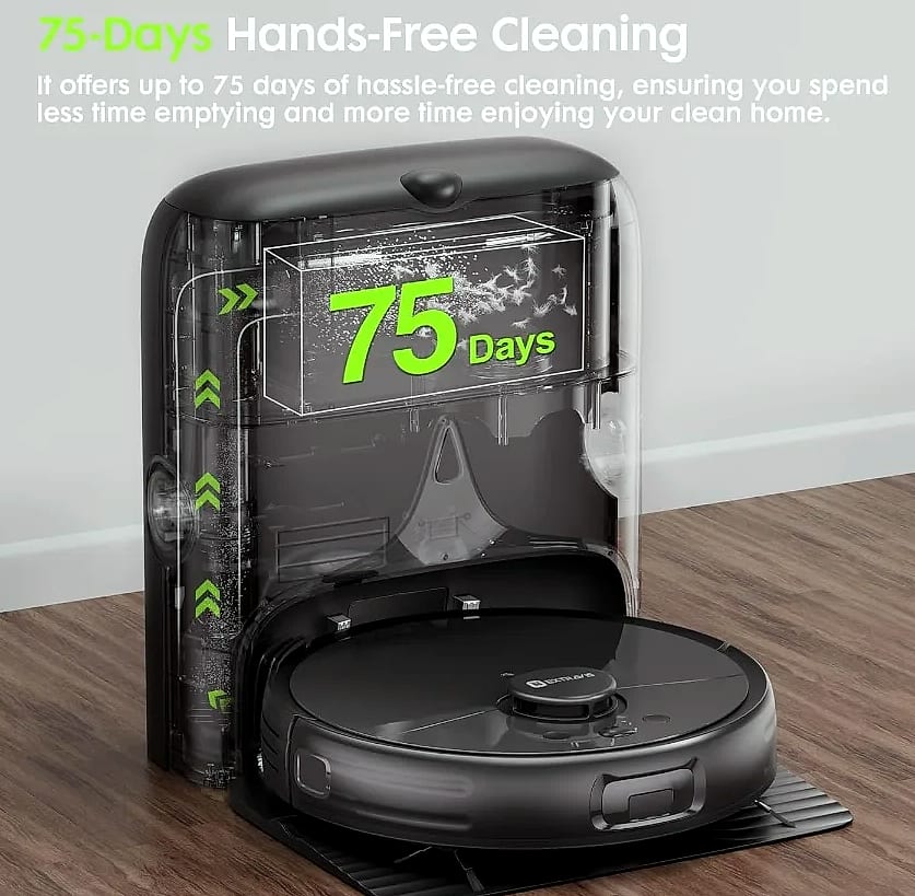 SHXI Robot Vacuum and Mop V5 with Tangle Cutter for Pet Hair — side view
