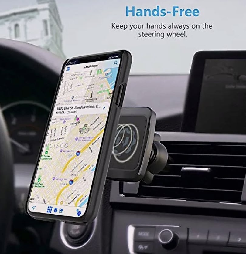 Magnetic Car Phone Holder with Air Vent Mount — assembled view