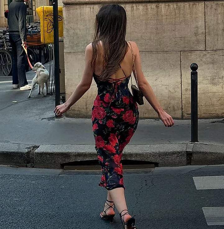 MsChuh Floral Spaghetti Strap Bodycon Maxi Dress — package contents