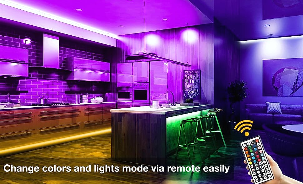 DAYBETTER 5050 SMD RGB LED Strip Lights 20ft with Remote — assembled view