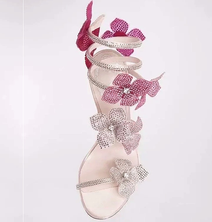 Crystal Flower Ankle Strap Sandals with Thin High Heels — package contents