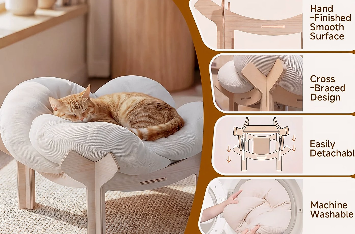 Flower-Shaped Pet Bed for Cats and Small Dogs — assembled view