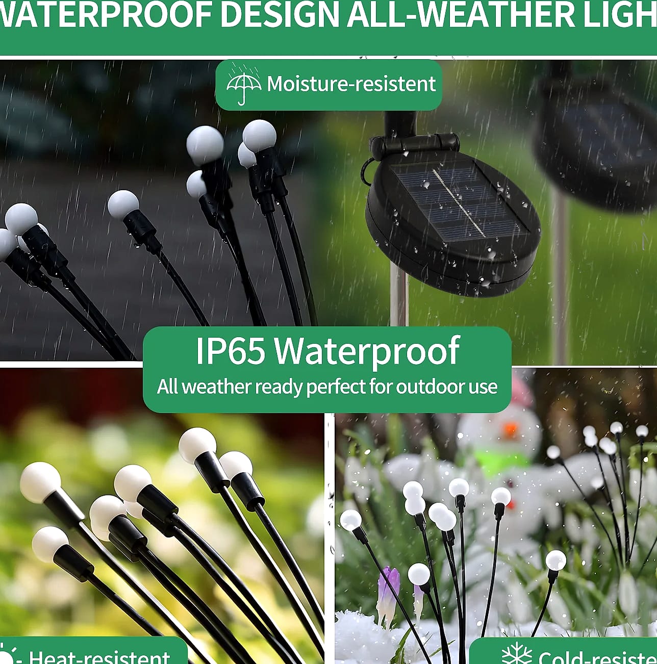 8-Head Solar Firefly Stake Lights, Outdoor Garden Decoration — parts overview