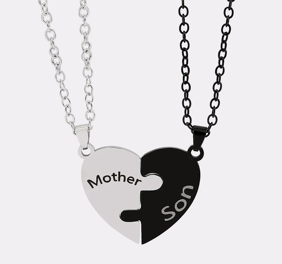 Heart Puzzle Necklace for Mom, Stainless Steel Family — package contents