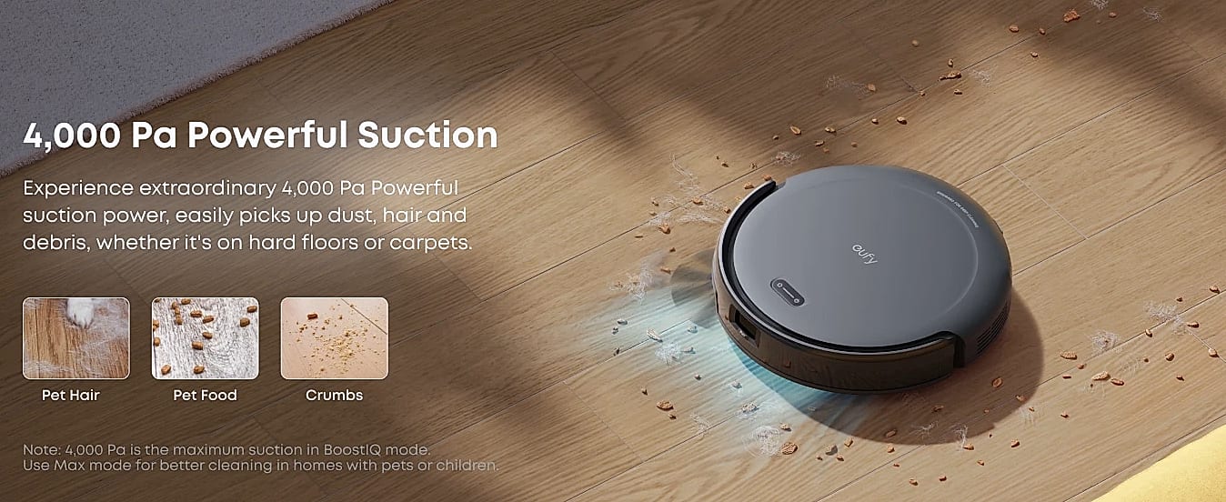 eufy C10 Robot Vacuum with Self-Emptying Station — side view