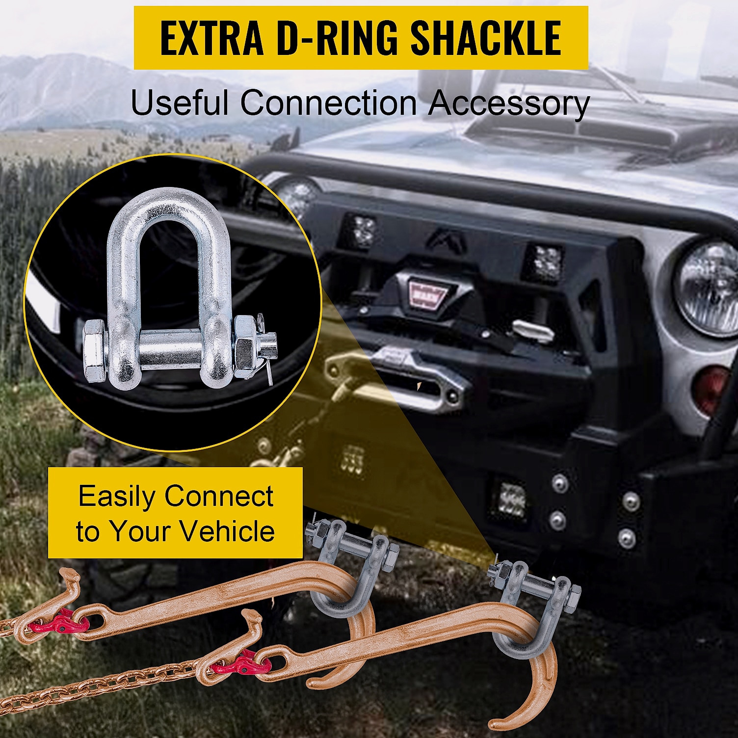 SucceBuy G80 V Bridle Chain 5/16" x 2' Towing Chain with — parts overview