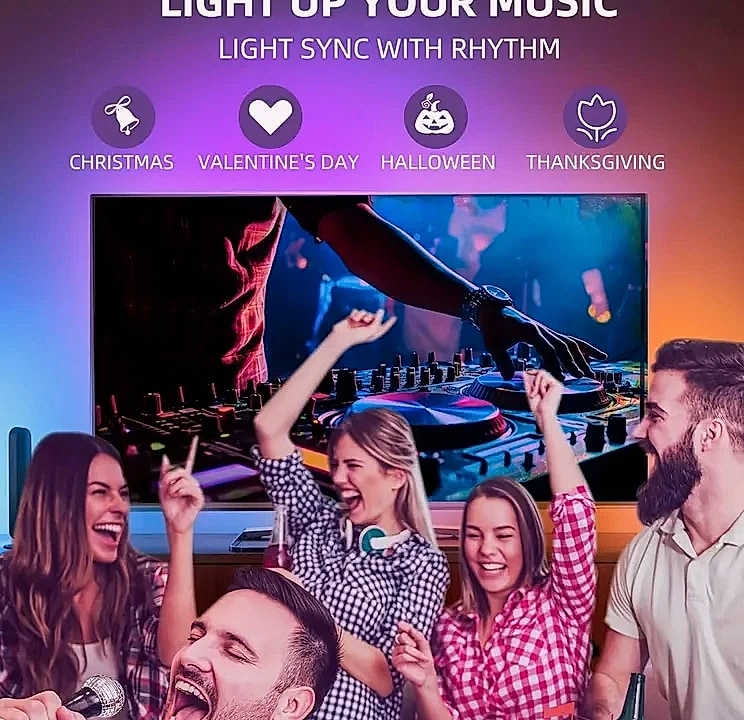 KcoiiFun RGBIC LED TV Backlight Strip with App Control — size comparison