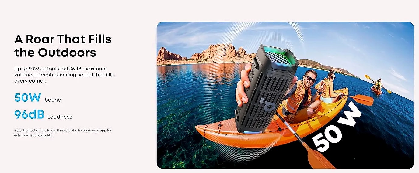 Soundcore Boom 3i Waterproof Bluetooth Speaker, IP68 — feature highlights
