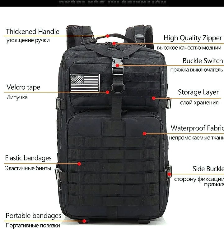 ReFire Gear 45L Tactical Backpack Molle EDC Trekking — close-up details