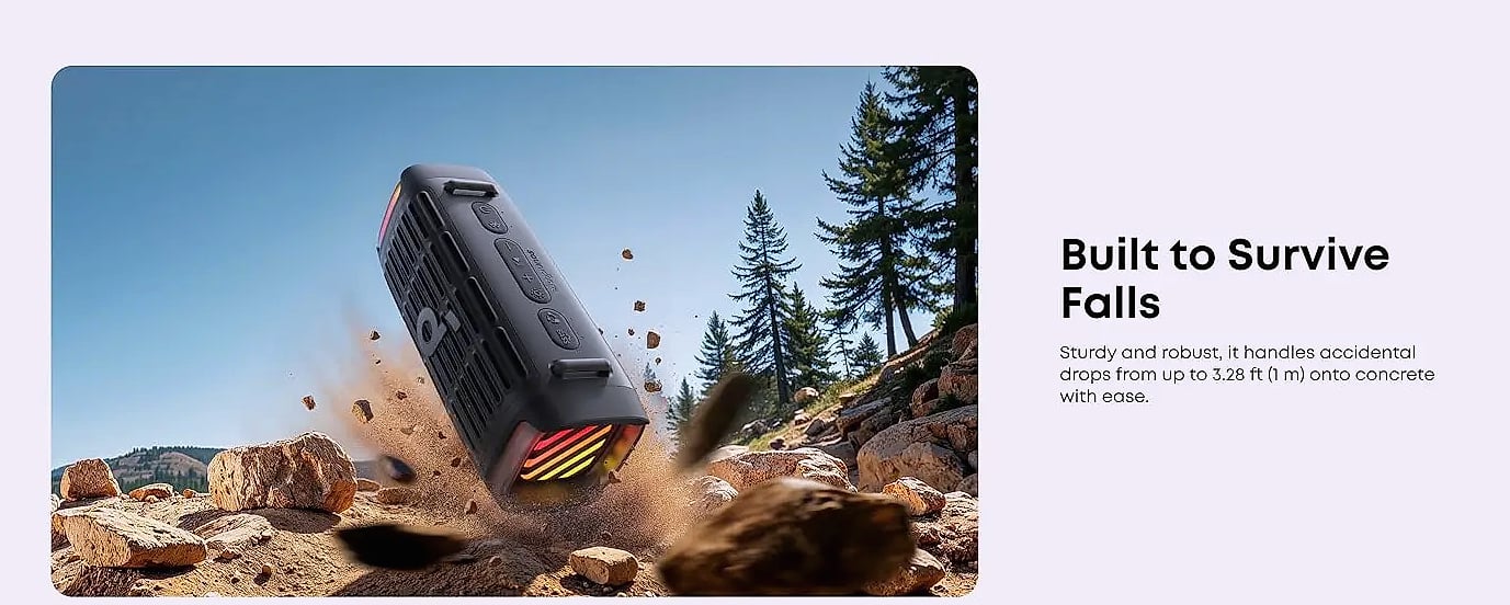 Soundcore Boom 3i Waterproof Bluetooth Speaker, IP68 — scale reference