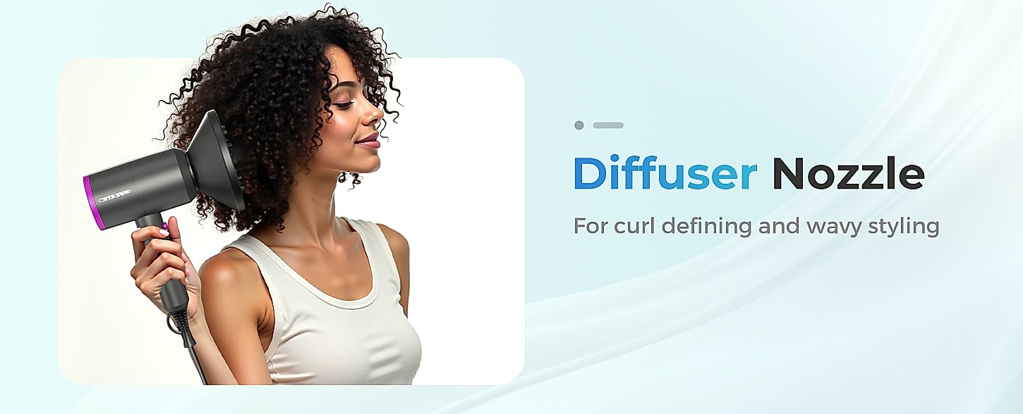 SHRATE Ionic Hair Dryer with Diffuser, 1800W Professional — side view