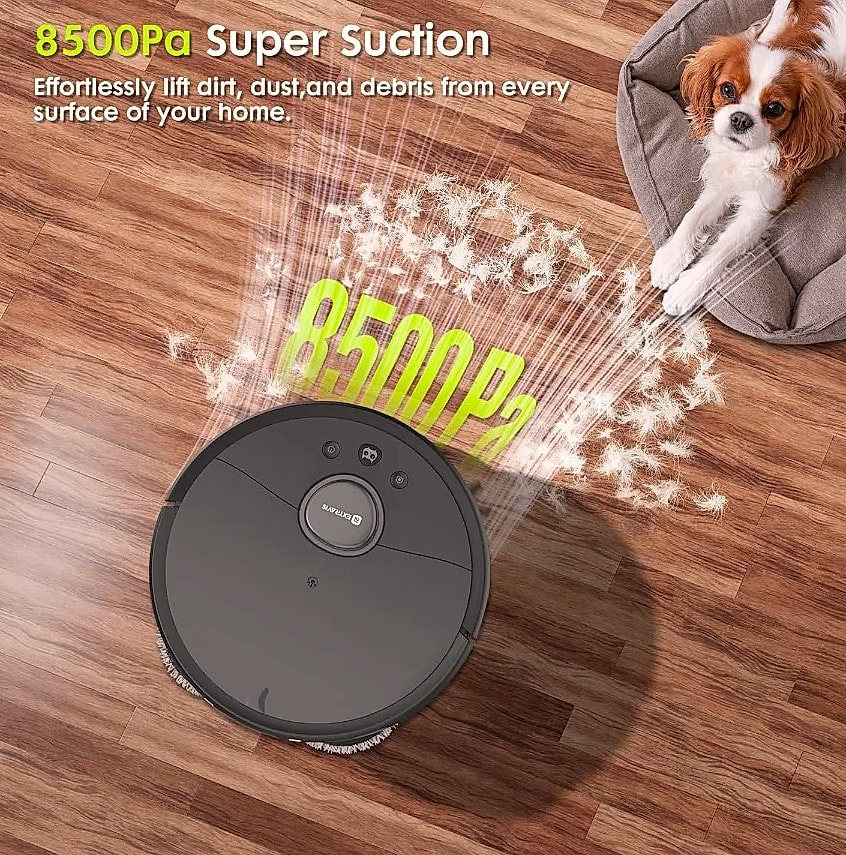 SHXI Robot Vacuum and Mop V5 with Tangle Cutter for Pet Hair — assembled view