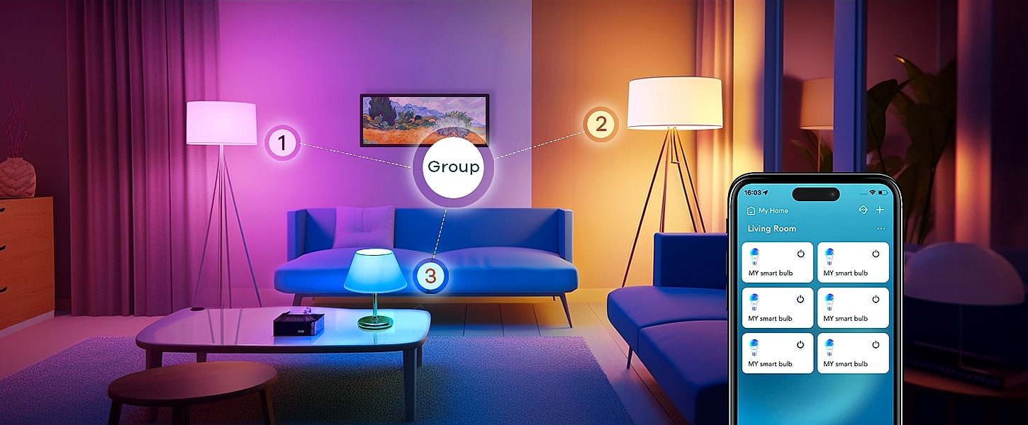 Linkind Matter Smart Light Bulb A19 E26 WiFi RGBTW 6-Pack — close-up details