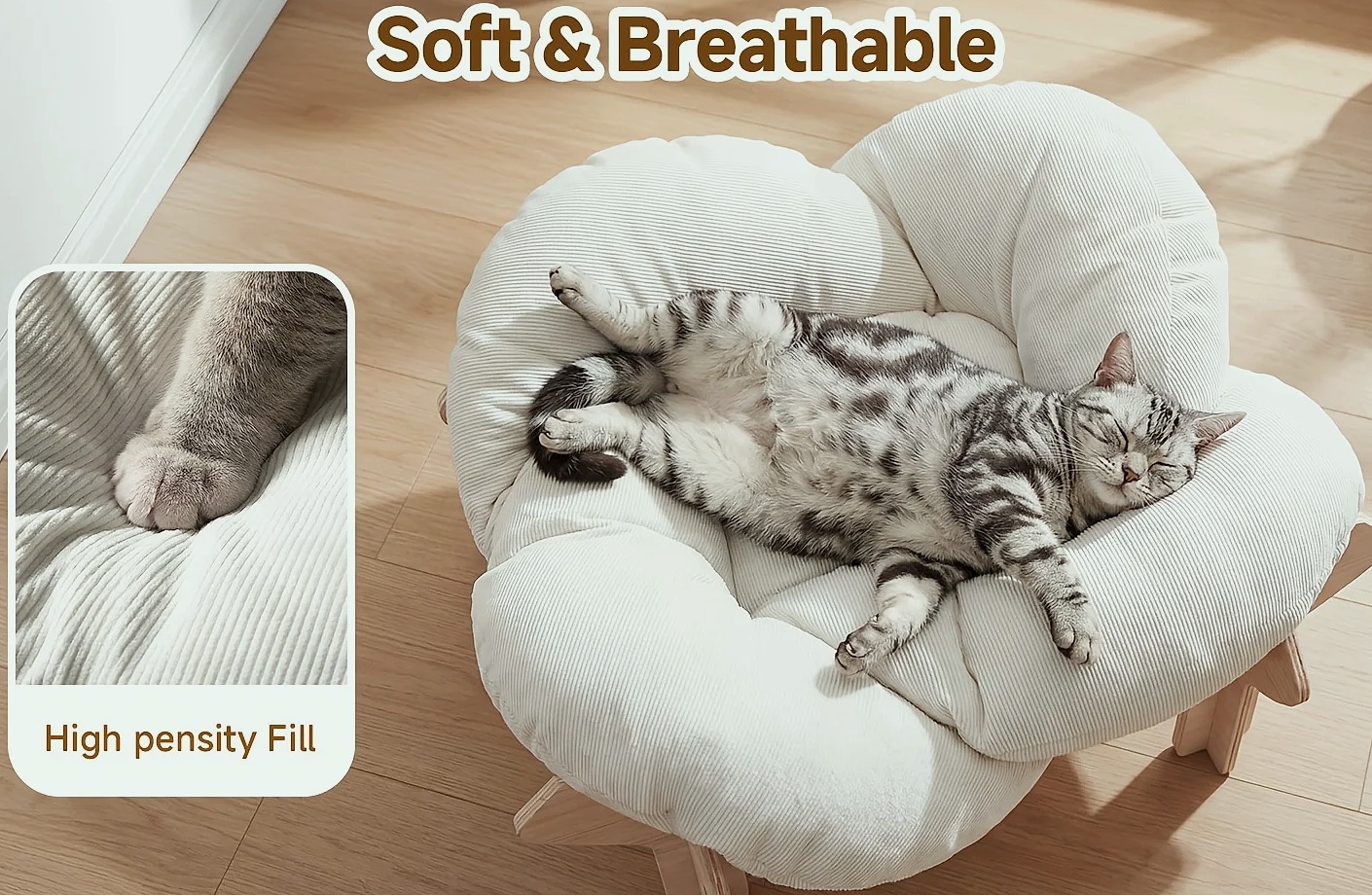 Flower-Shaped Pet Bed for Cats and Small Dogs — close-up details
