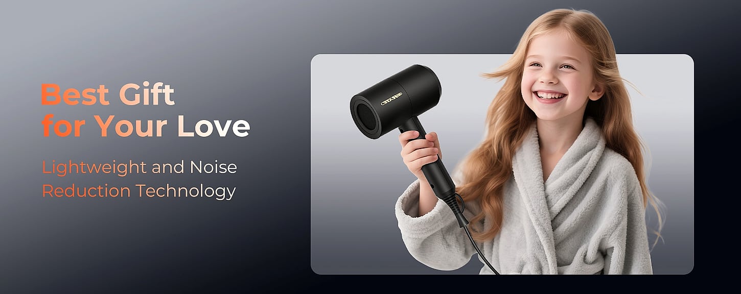 SHRATE Ionic Hair Dryer with Diffuser, 1800W Professional — side view
