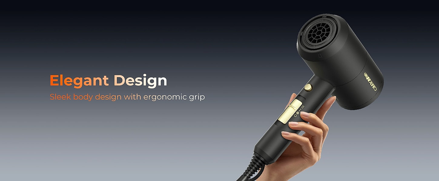 SHRATE Ionic Hair Dryer with Diffuser, 1800W Professional — parts overview