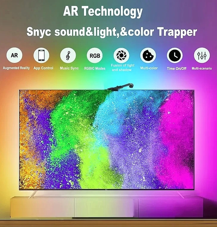KcoiiFun RGBIC LED TV Backlight Strip with App Control — side view