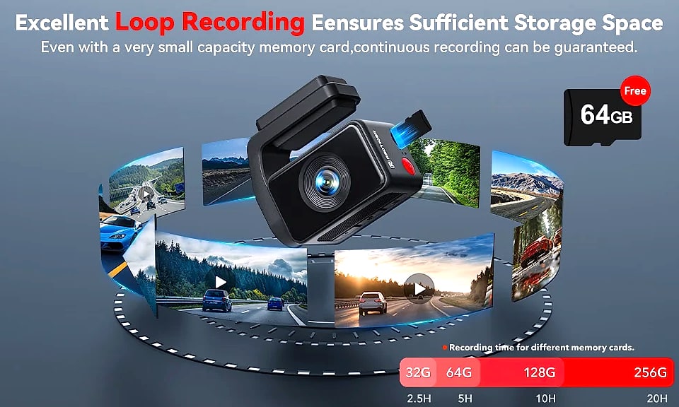 Redtiger A4 4K Dash Cam with GPS, WiFi, and Rear Camera — interior detail
