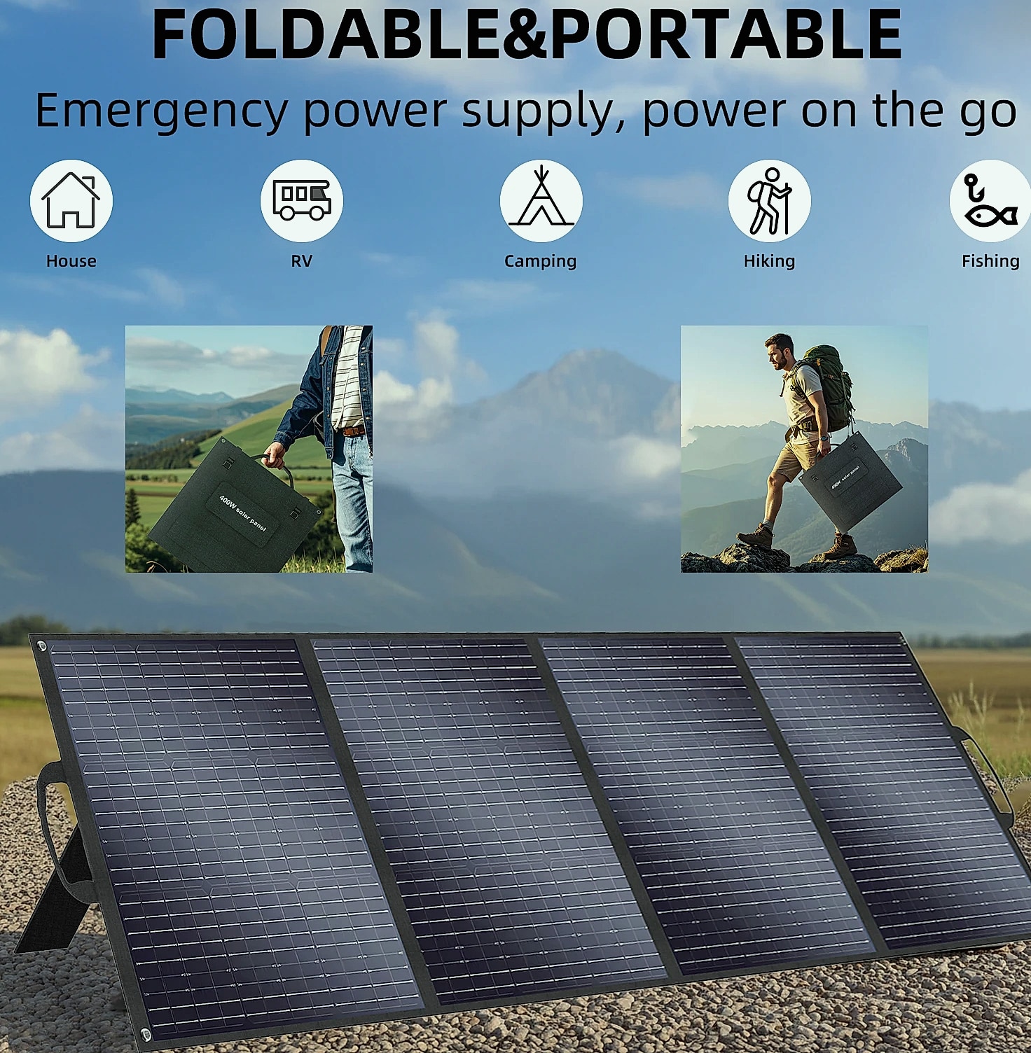 SOLARPLAY 400W Foldable Solar Panel, 23.4% Efficiency — close-up details