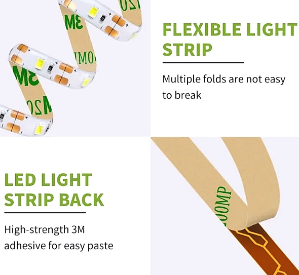 WIXOLighting 5M USB LED Strip Light 5V 3528 SMD — assembled view