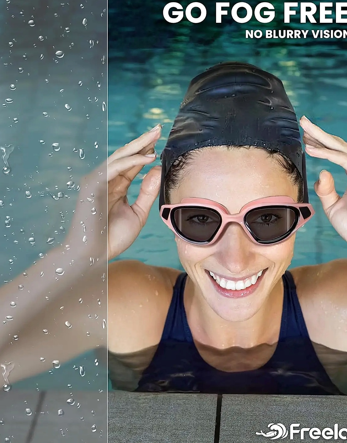Polarized Swimming Goggles with UV400 Protection and — side view