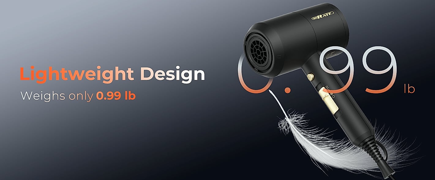 SHRATE Ionic Hair Dryer with Diffuser, 1800W Professional — scale reference