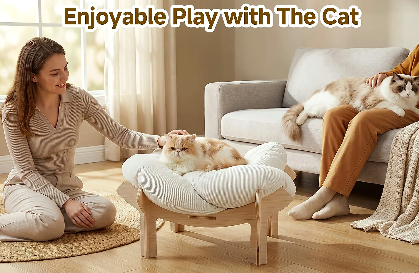 Flower-Shaped Pet Bed for Cats and Small Dogs — scale reference