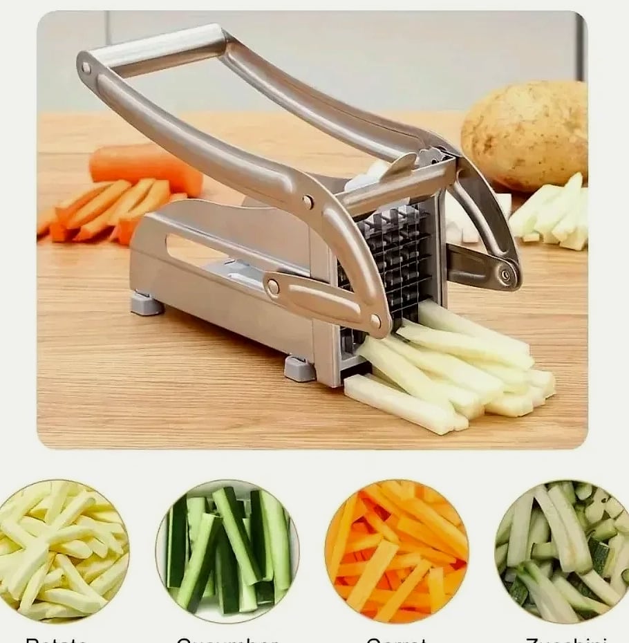 Stainless Steel Manual Vegetable Slicer with Square Blade — assembled view