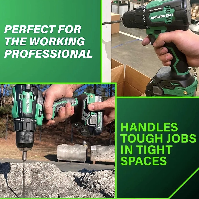Kankeirr Metabo HPT 36V Brushless Hammer Drill Kit — parts overview