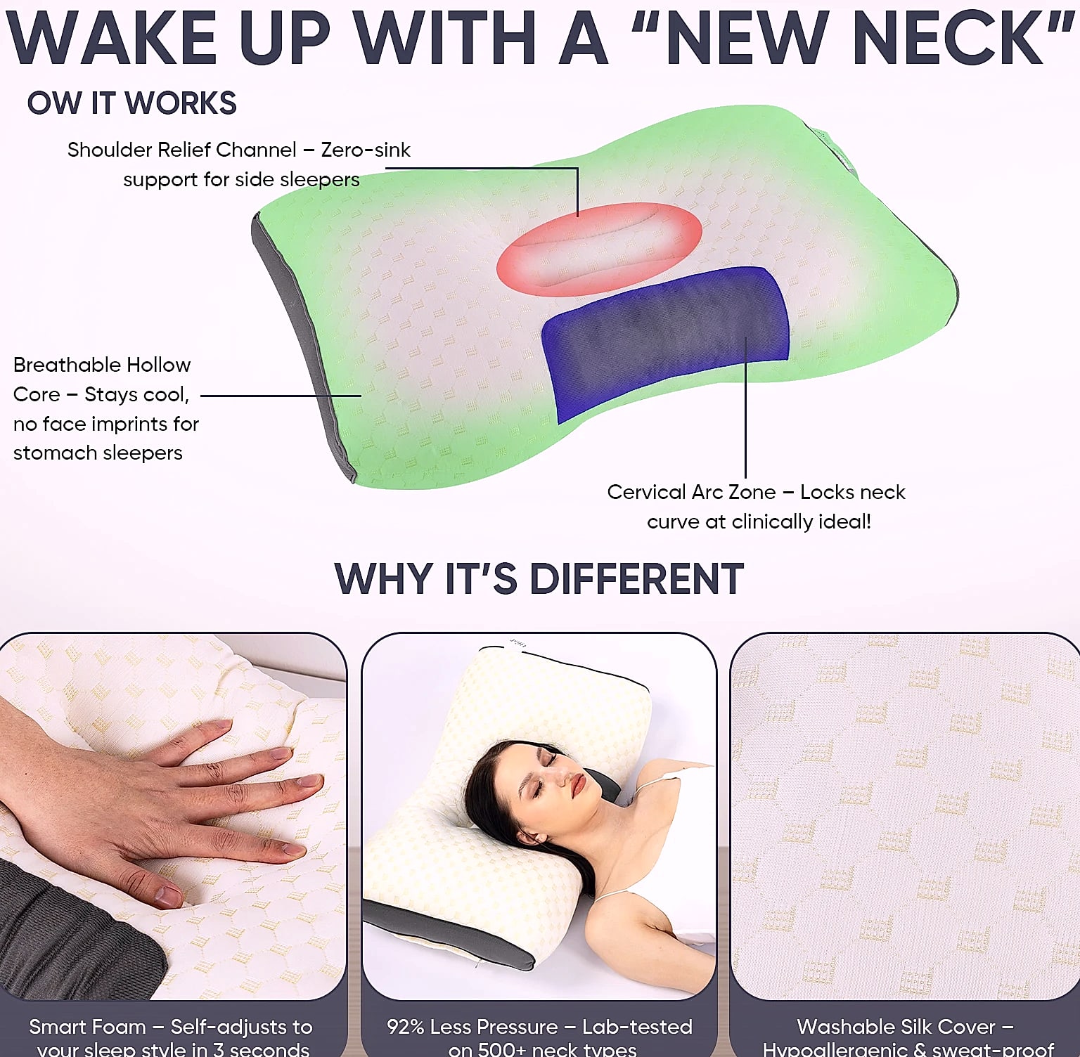Ufist Adjustable Neck Pillow with Orthopedic Support — close-up details