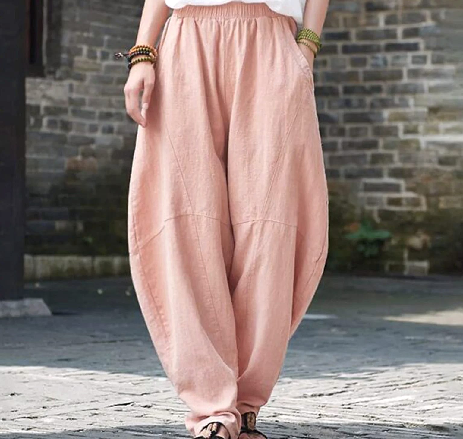 Aristarchus Cotton Linen Women's Cargo Pants Loose Fit — assembled view